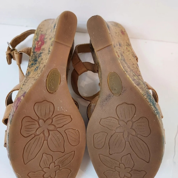 BOC Born Concept Leather Floral Cork Wedge Slingback Sandals in Size 8 - Picture 9 of 11